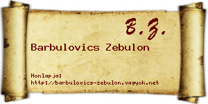Barbulovics Zebulon névjegykártya